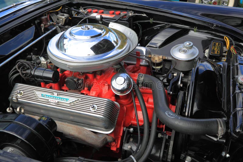 Classic Car Engine Compartment Editorial Photography - Image of