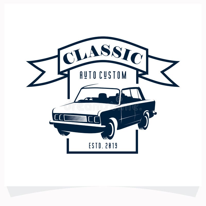 Classic Car Garage Logo Design Template Stock Vector - Illustration of ...