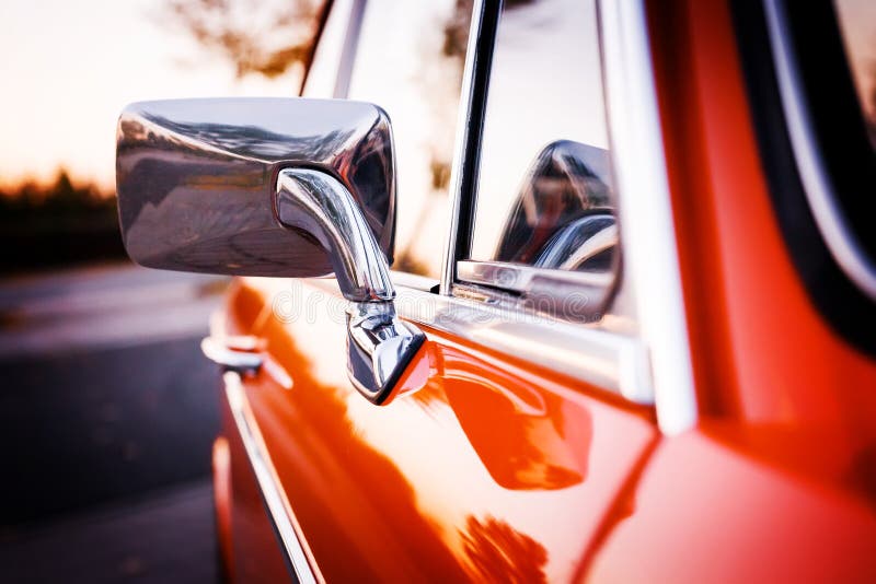 Classic car mirror stock photo. Image of land, retro 60984738