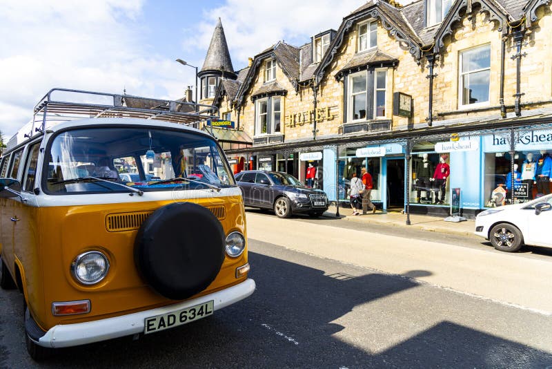Classic Car in Pitlochry Town, Scotland Editorial Photo Image of