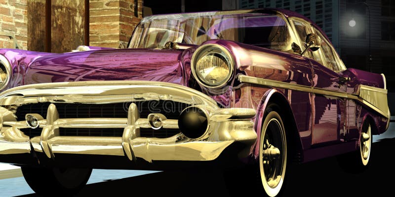 Classic Car Under The City Lights Stock Illustration Illustration Of Illumination Edifice 14992727