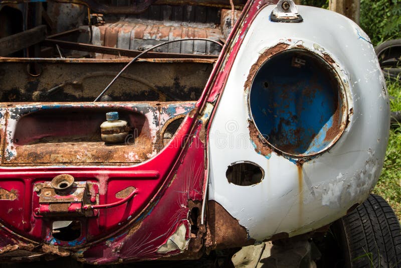 Classic Car Wreck at a Junkyard Stock Photo Image of graveyard, rusty