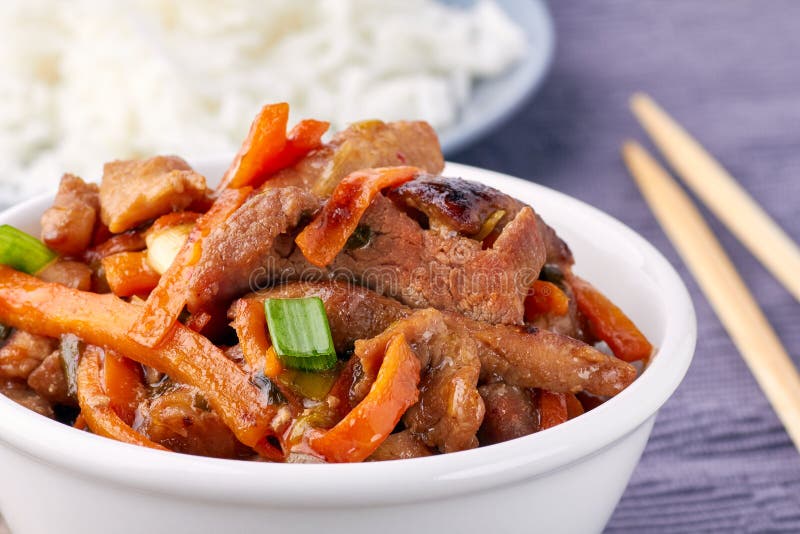 Classic Chinese sweet and sour pork in white bowl stock images Classic Chinese sweet and sour pork in white bowl stock images