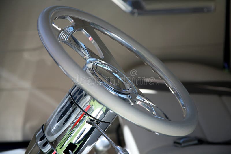 Classic Chrome Steering Wheel Stock Image Image of streetrod
