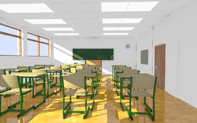 Classic classroom interior stock illustration. Illustration of