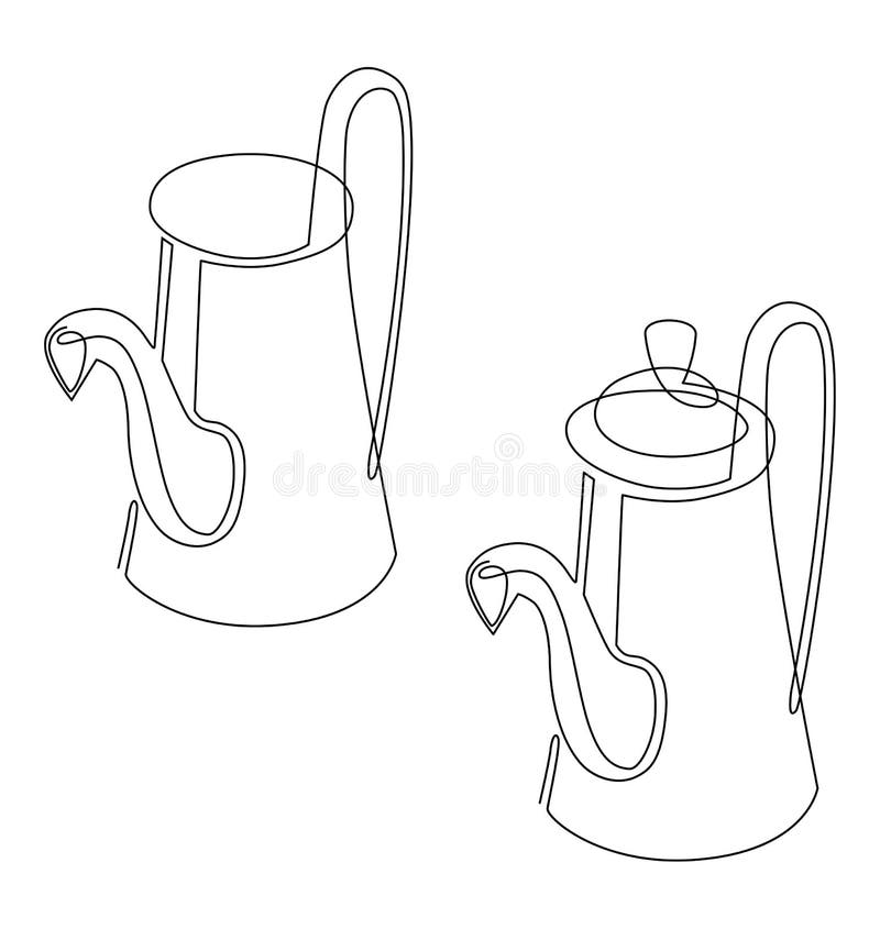 Classic Coffee Pot. Continuous Line Drawing Stock Vector Illustration