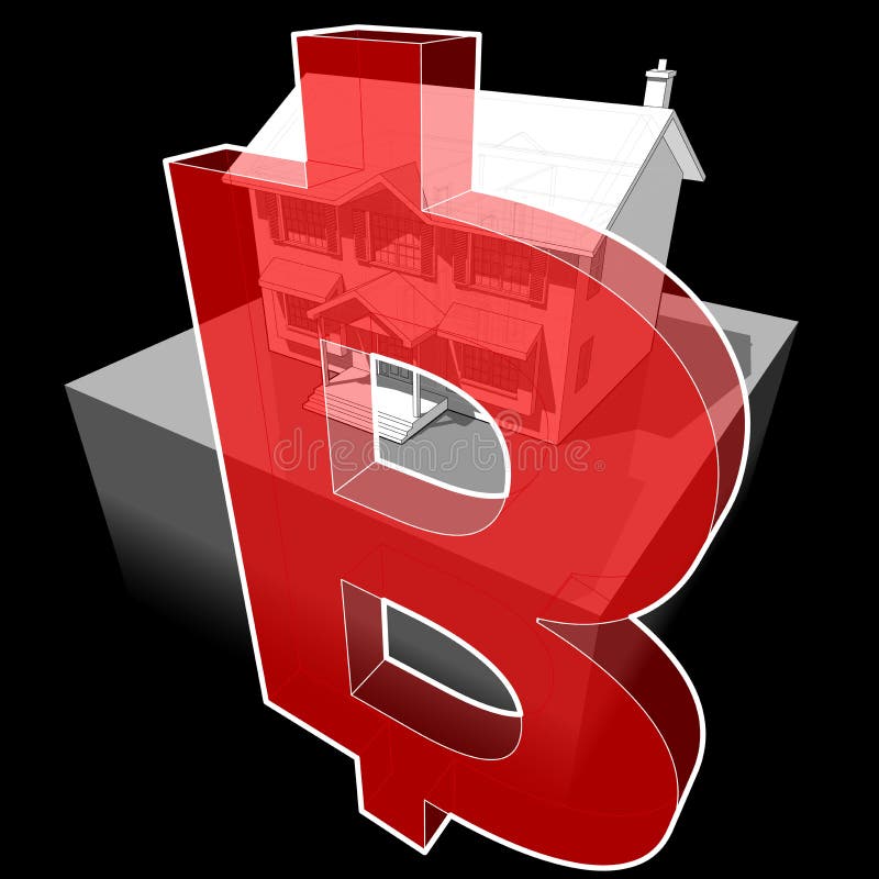 Classic colonial house and BITCOIN sign vector illustration