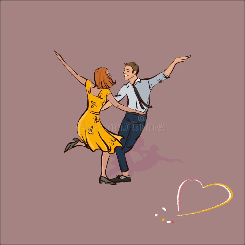 Classic couple dancing swing or rock and roll, vector illustration.