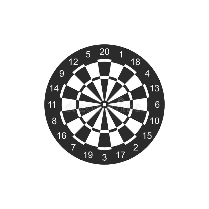 Classic dart board target icon isolated on white background. stock illustration