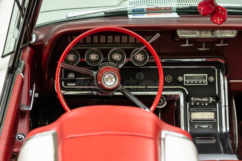 BERLIN - MAY 04, 2024: The interior of a personal luxury car Ford Thunderbird (fourth generation), 1965. Classic Days Berlin 2024. Old thunderbird stock images, royalty-free photos and pictures