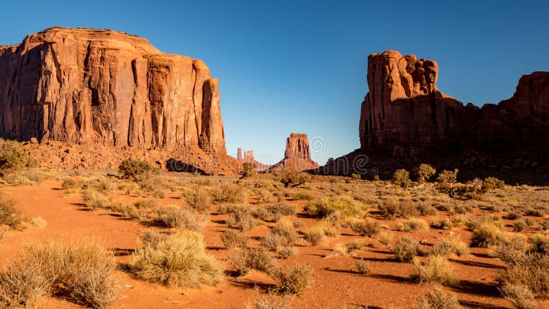 Classic desert scene in Monument Valley Arizona morning. 