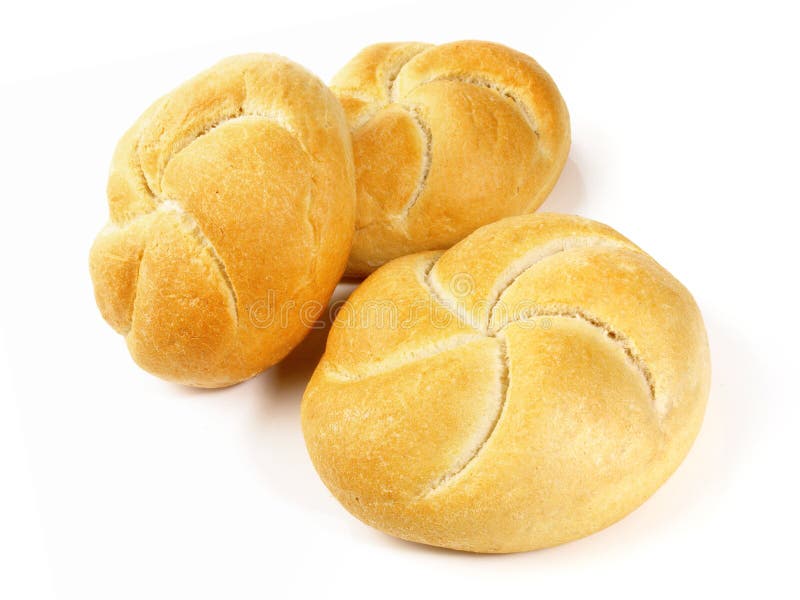 Classic German Bread Rolls on White Background Isolated Stock Photo