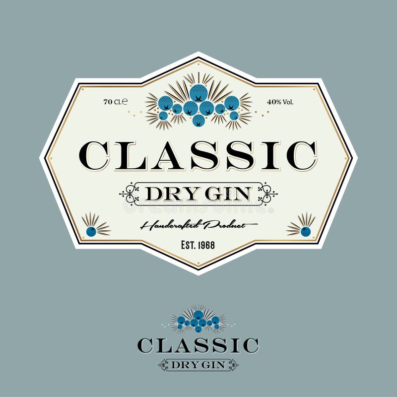 Download Classic Gin Label Juniper Berries With Leaves And Letters Stock Vector Illustration Of Product Ecology 146514379