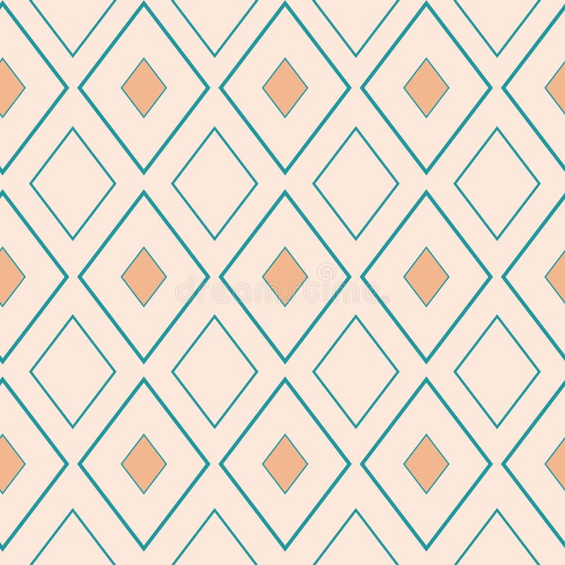 Classic gold and light blue rhombus geometric design. Seamless vector pattern on neutral cream background. Great for royalty free illustration Classic gold and light blue rhombus geometric design. Seamless vector pattern on neutral cream background. Great for royalty free illustration