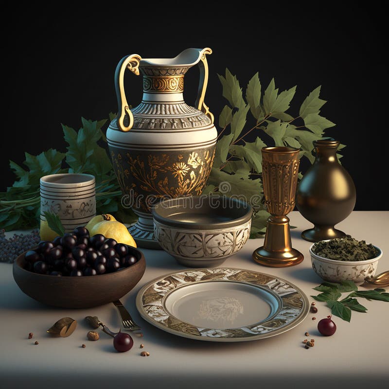 Classic Greek Pottery Created by Generative Ai Stock Illustration