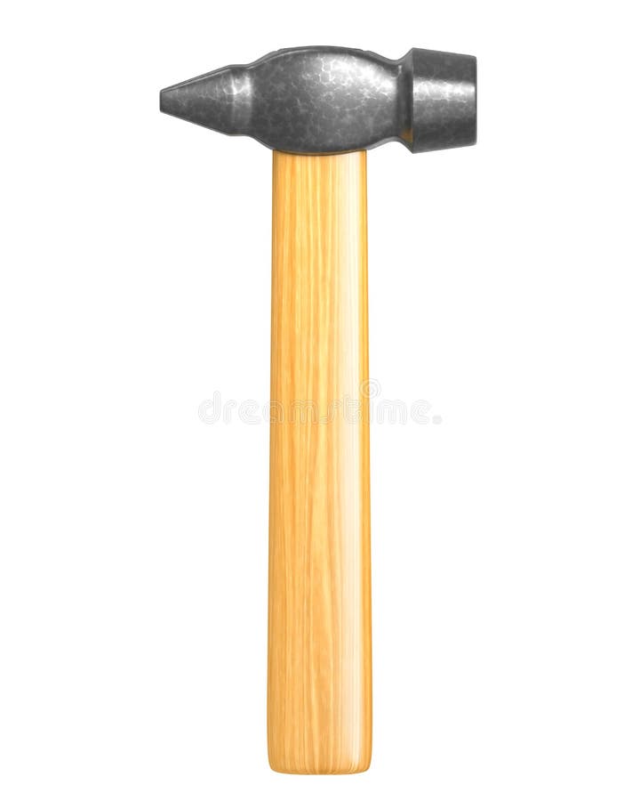 Classic hammer isolated, frontal view stock image
