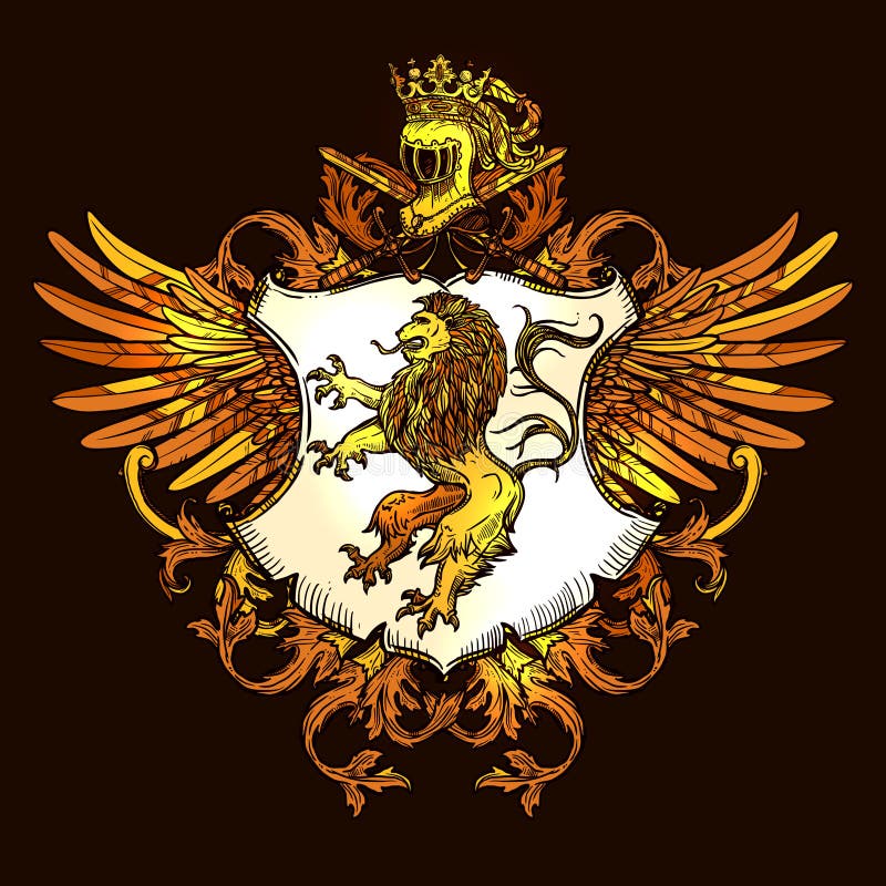 Classic Heraldic Royal Emblem Colorful Icon Stock Vector - Illustration ...