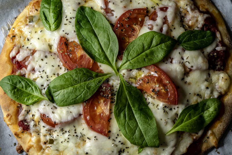 Classic Homemade Pizza with Different Ingredients Stock Photo Image