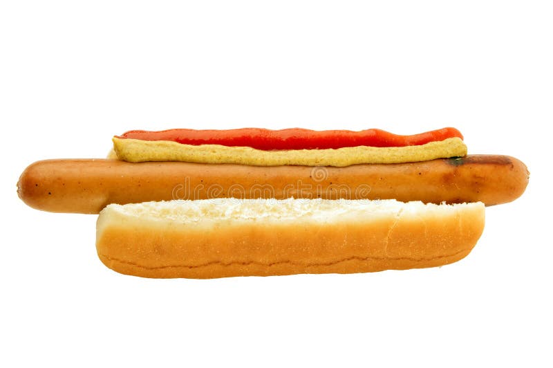 Classic hot-dog with ketchup and mustard