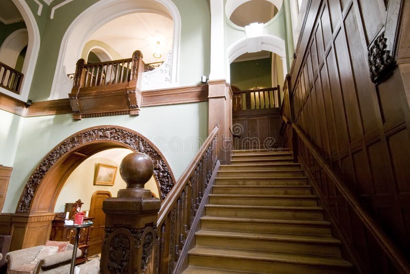 Classic hotel lobby stairs