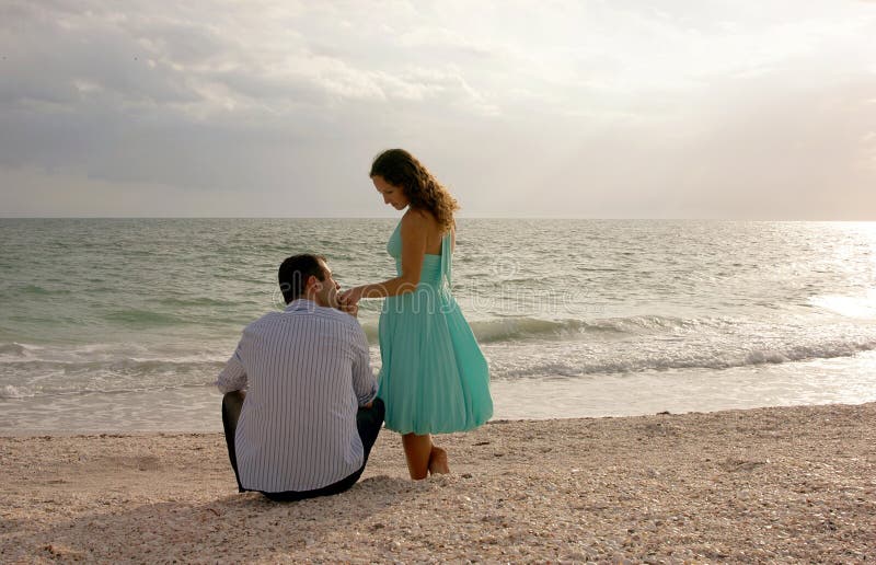 Classic image of man kissing womans hand at the be