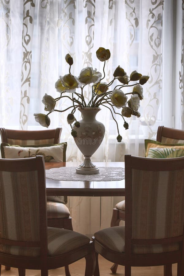Classic Interior Dinning Room with Vase and Table Stock Image Image