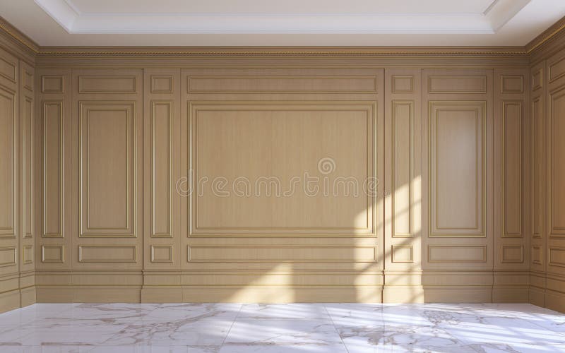 A Classic Interior with Wood Paneling. 3d Rendering. Stock Illustration