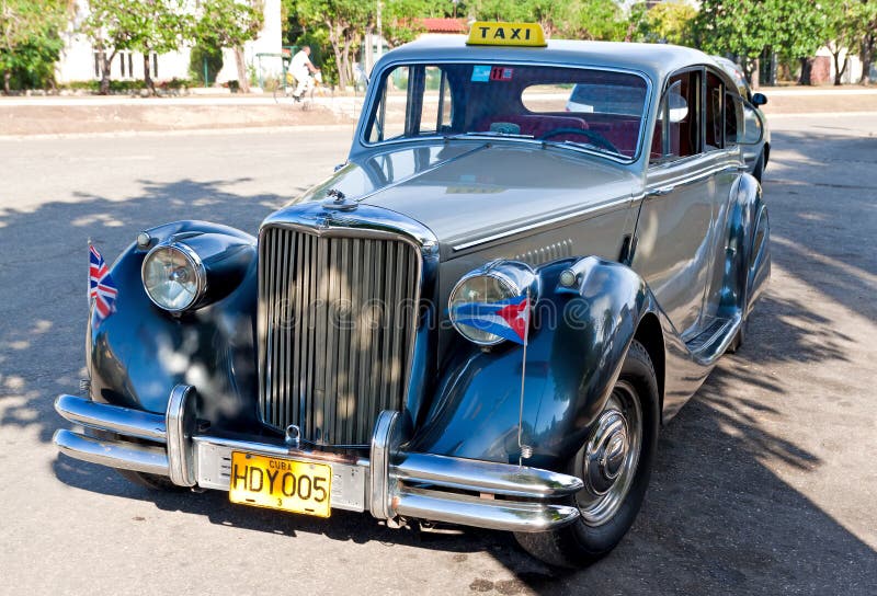 Classic Jaguar car in Havana stock photos