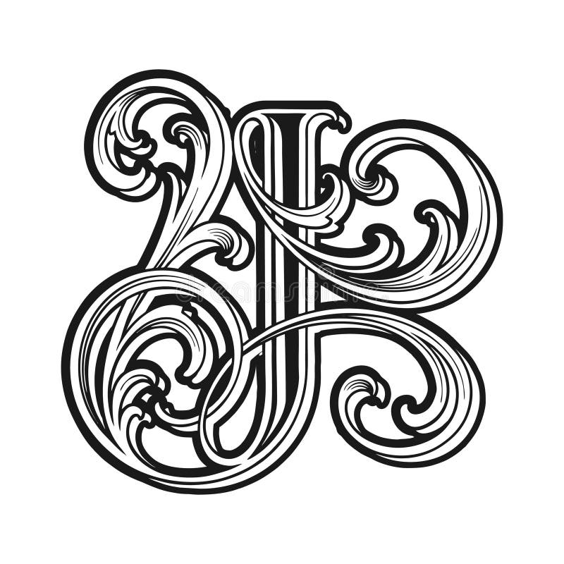 Classic Letter J Monogram Logo Vintage Flourish Monochrome Stock Vector ...