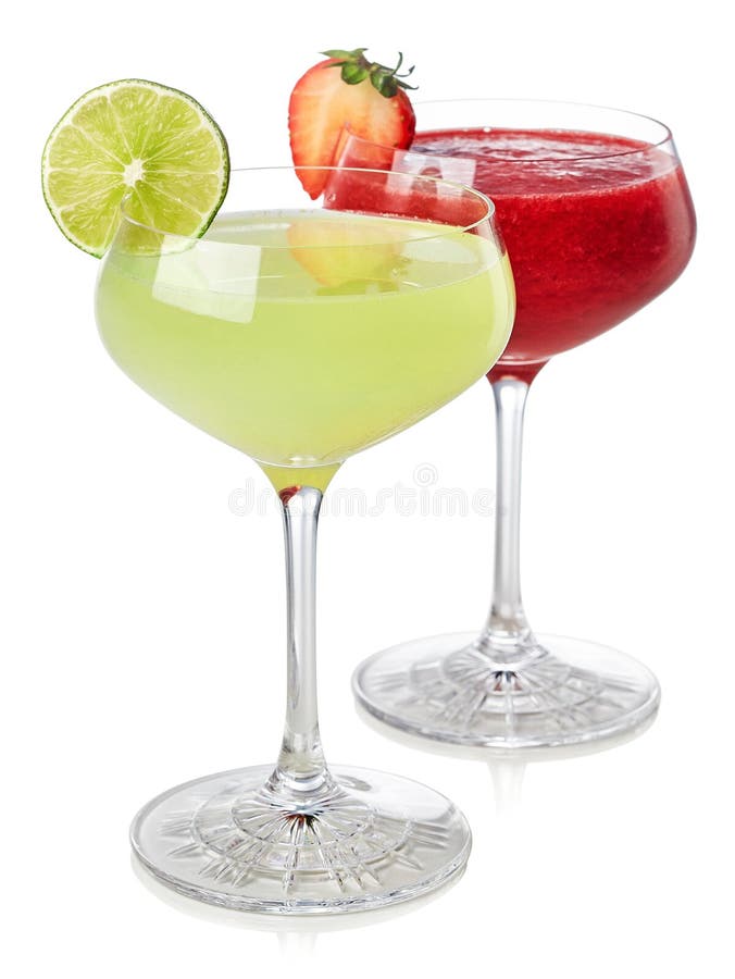 Classic Lime and Strawberry Daiquiri Cocktail Stock Image Image of