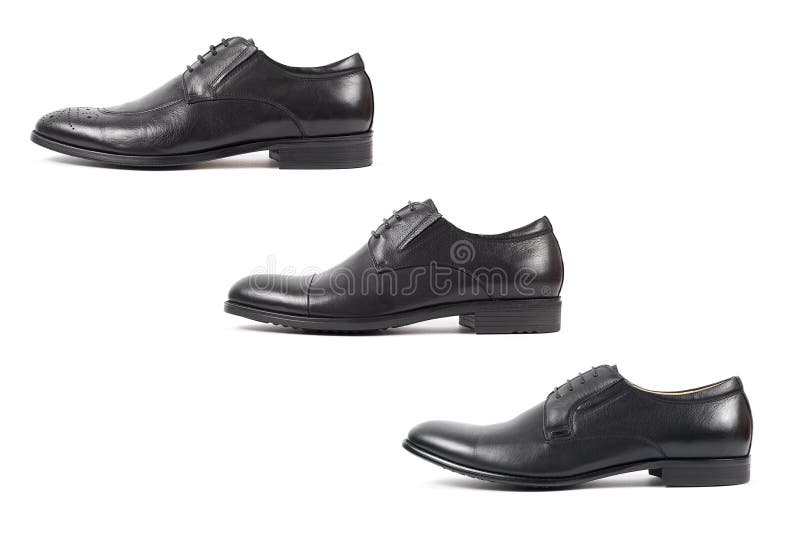 Classic Male Black Leather Shoe Isolated on a White Stock Photo Image