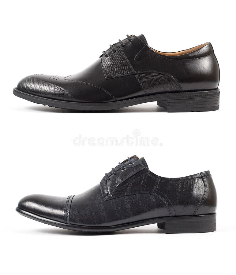 Classic Male Black Leather Shoe Isolated on a White Stock Image Image