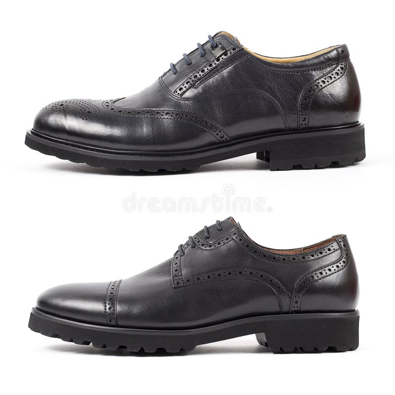 Classic Male Black Leather Shoe Isolated on a White Stock Image Image