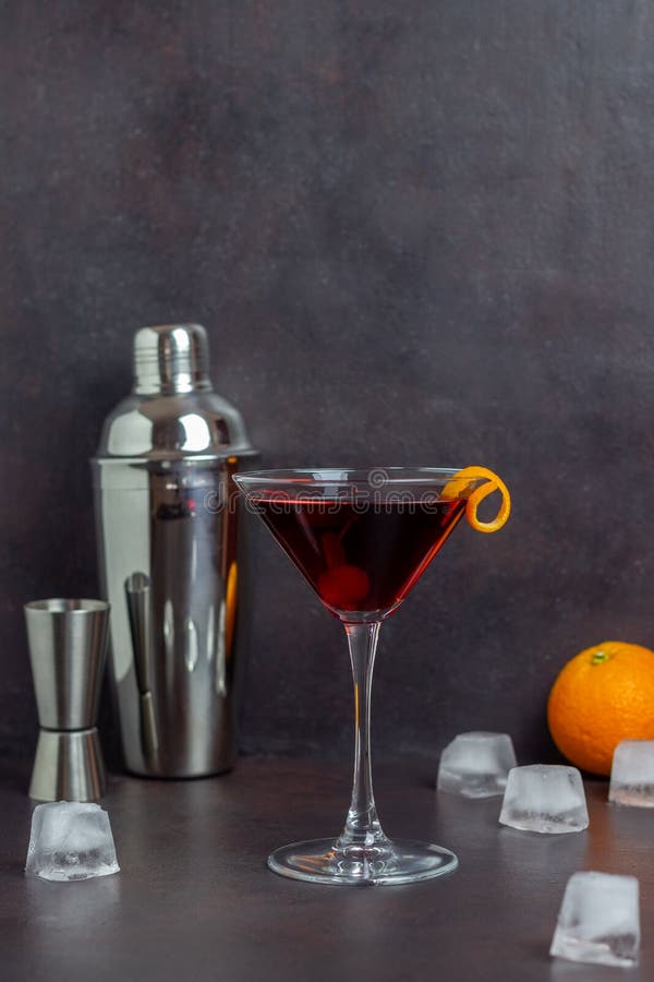 Classic Manhattan Cocktail. Alcoholic Beverages. Bar. Restaurant Stock