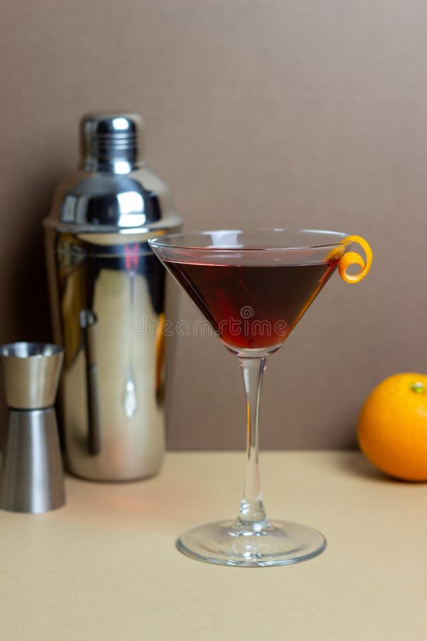 Classic Manhattan Cocktail. Alcoholic Beverages. Bar. Restaurant Stock