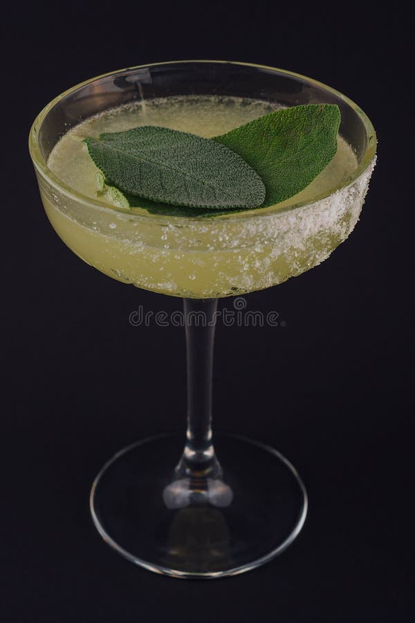 Classic Margarita Cocktail with Mint Leaves Stock Image Image of