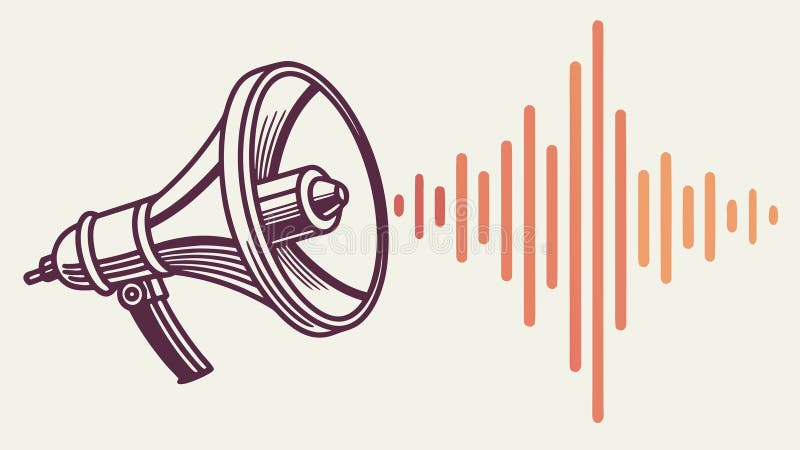 Classic Megaphone with Sound Waves, Loud and Clear Communication vector design Generative AI stock illustration