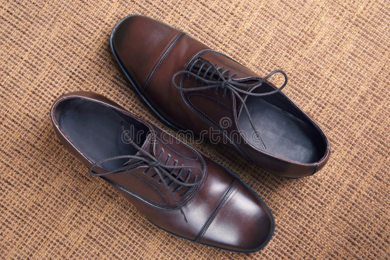 Classic Men`s Brown Oxford Shoes Stock Photo Image of lace, modern