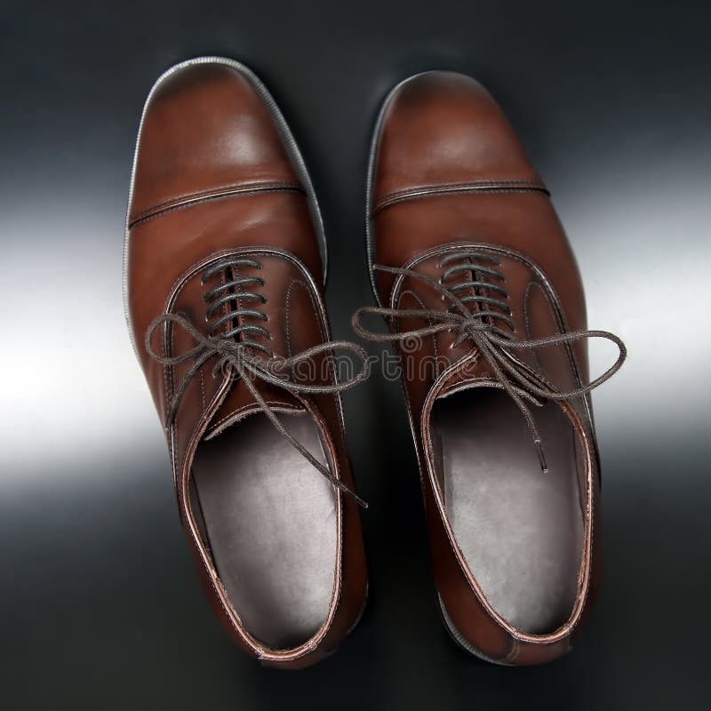 Classic Men`s Brown Oxford Shoes on Dark Background Stock Photo - Image ...