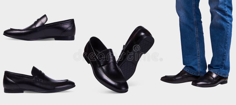 Classic Men`s Shoes with a Pointed Toe and a Thin Sole. Stock Photo ...