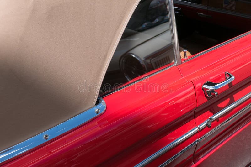 Classic car, Mercury Comet convertible, and reflection of 1963 Ford Galaxy. Classic car, Mercury Comet convertible, and reflection of 1963 Ford Galaxy