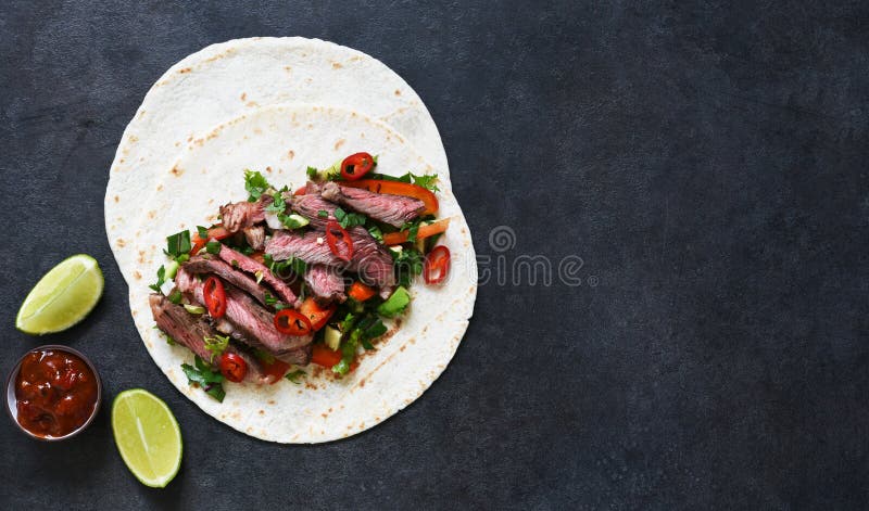 Classic Mexican Dish - Corn Tortilla with Vegetables Stock Photo