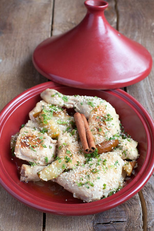 Classic Moroccan Chicken Tagine with Caramelized Pears, Cinnamon Stock