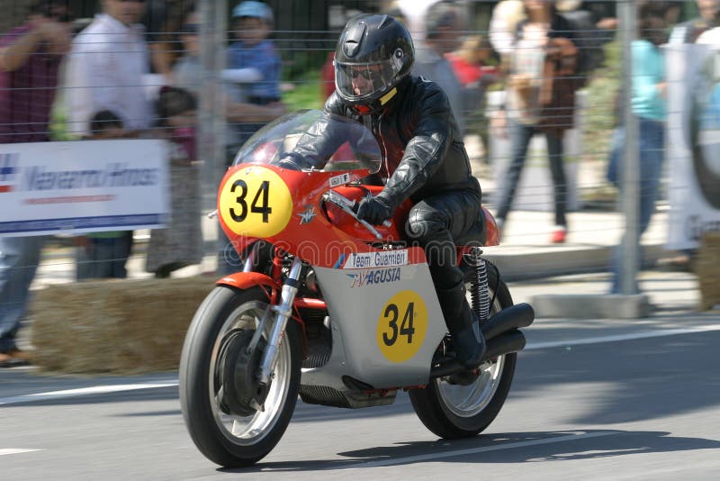 Classic motorcycle during an exhibition at Malaga royalty free stock image