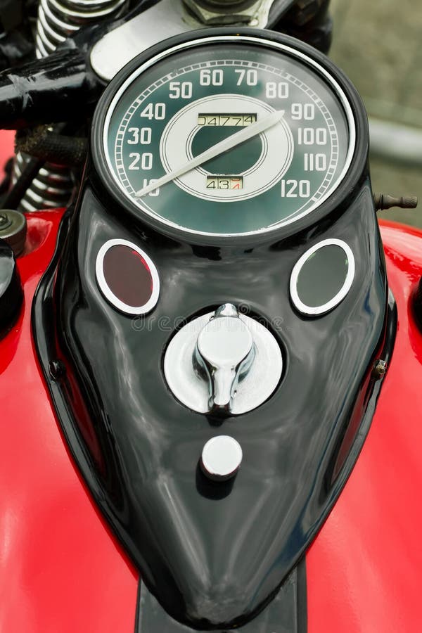 Classic motorcycle speedometer stock images
