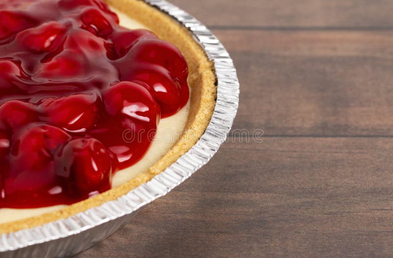 Classic No Bake Cherry Cheesecake in a Graham Cracker Crust Stock Photo