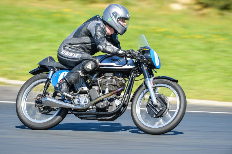 Classic Norton Motorcycle on a Race Track Editorial Stock Photo - Image
