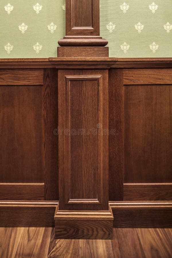 Classic Oaken Wall Paneling in the Interior Stock Photo Image of