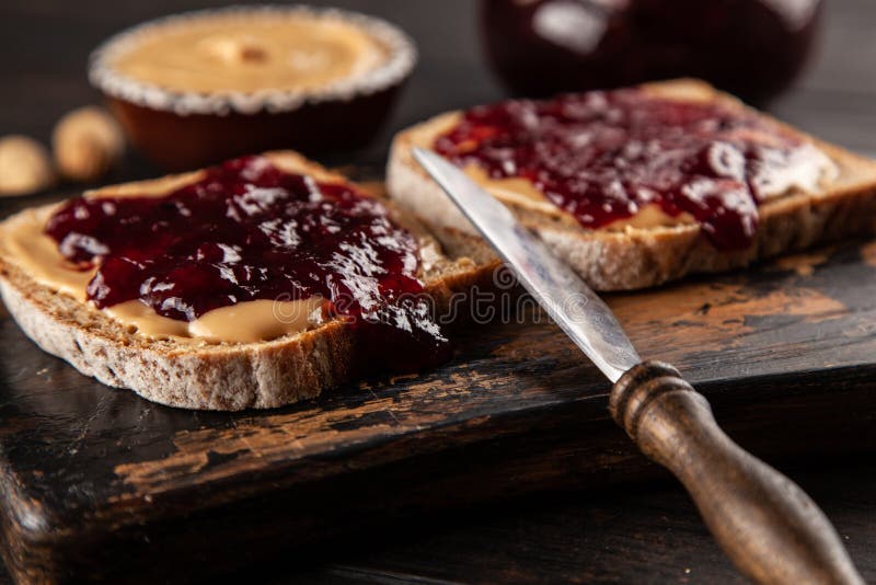 Peanut Butter and Jelly Sandwich Stock Image Image of french, plate