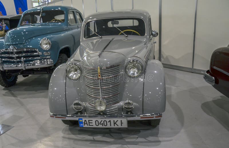 Classic Moskvich 401 encapsulates the essence of 1950s Soviet automotive design royalty free stock photo